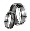 His And Hers 2 Pieces Titanium Yin Yang Dome Black Ip Silver Edged Ring Set 6 & 8mm, Yin Yang Ring For Couple