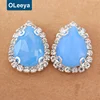 Wholesale 8*28mm Glass Stone with Claw Buckle Teardrop Blue Opal Sew on Rhinestone Crystal for DIY Dresses