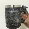 Zogift Drinkware Medieval Dragon Head Stainless Steel Insert Cold Cast Resin Cup