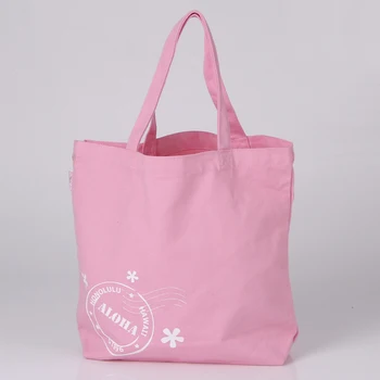 pink cotton tote bag