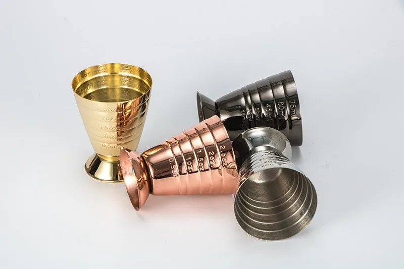 Jhmech Stainless Steel Custom Logo Measuring Shot Cup Ounce Metallic