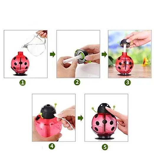 Air Humidifier,Cool Mist Humidifier, 260ML Beetle Cartoon Shape Air Humidifier 360 Degree Rotating Mini USB Humidifier car home