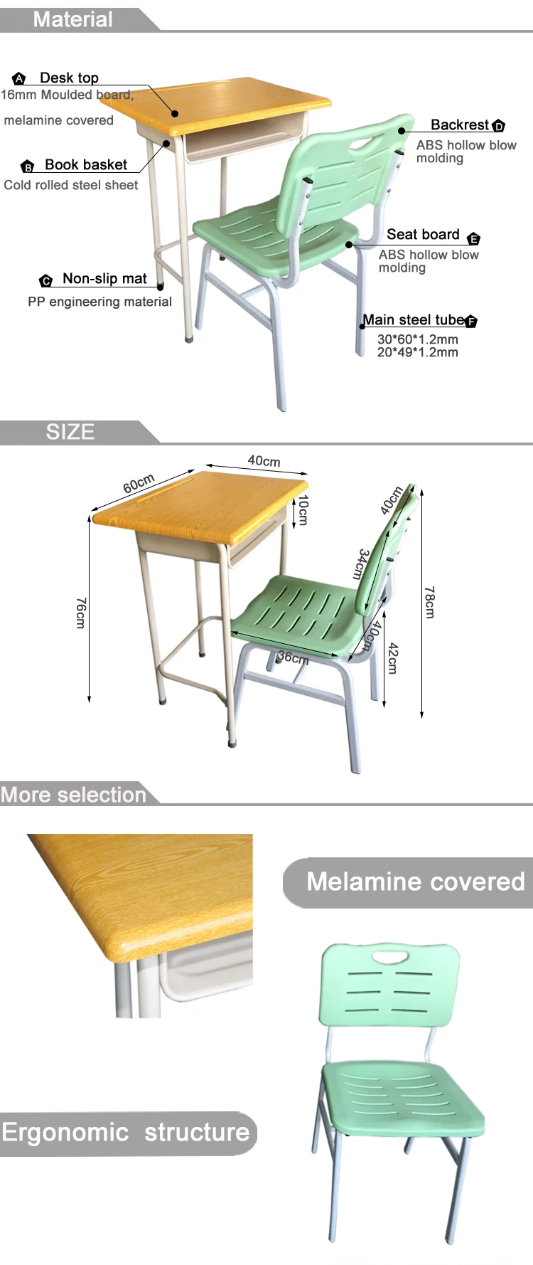 School Desk And Chair Attached Mould Board Used School Furniture Buy