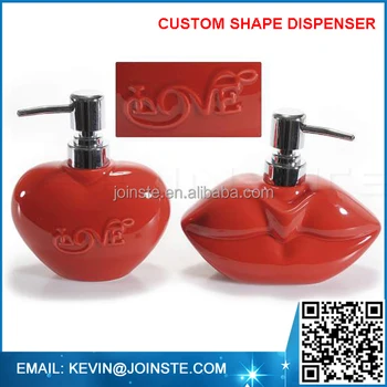 Ceramic Red Valentine Heart Shaped Soap Dispenser With Pump Ceramic Red Valentine Heart Shaped Soap Dispenser With Pump