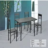 Kitchen Dining Set MDF Top Table with Leather Chairs Home Breakfast Furniture Black (5 PC)