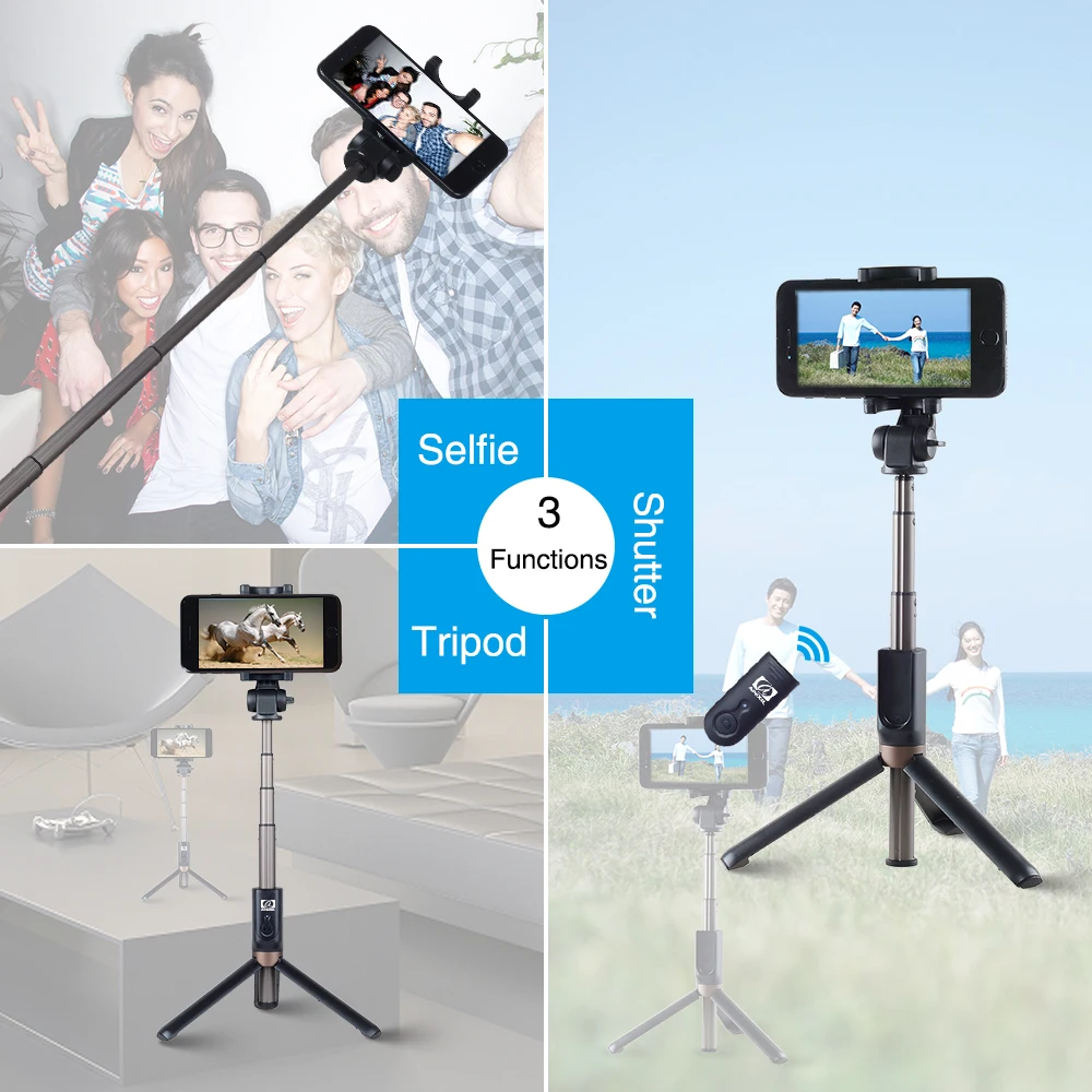 Apexel Selfie Stick 3 In 1,Flexible Selfie Stick Tripod With Wireless