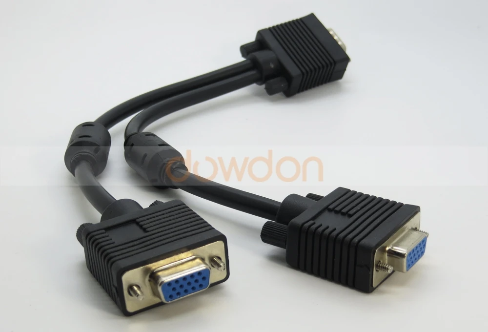 15 Pin Vga 1 Male To Dual 2 Vga Female Monitor Y Adapter Converter ...