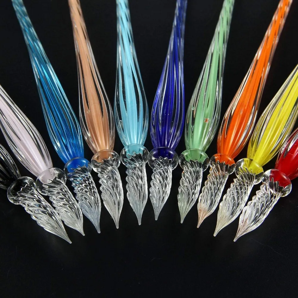 Glass Dip Pen Crystal Glass Ink T Pen Vintage Handmade Did Pen For Writing Art Decoration