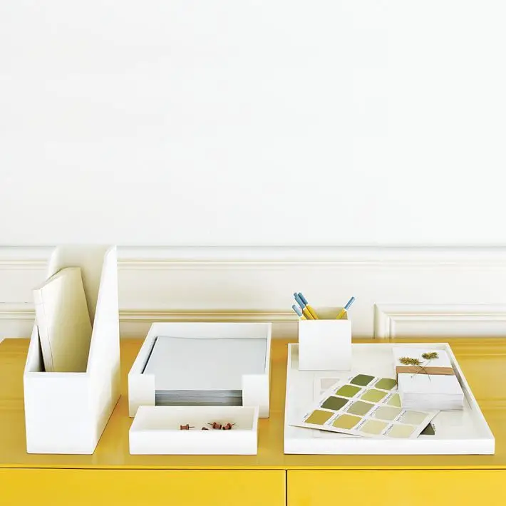 Custom White Acrylic Desk Set Plexiglass Desk Organizer Buy