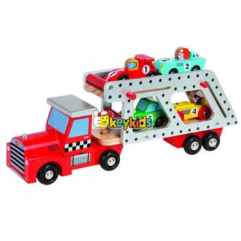 wooden car transporter toy