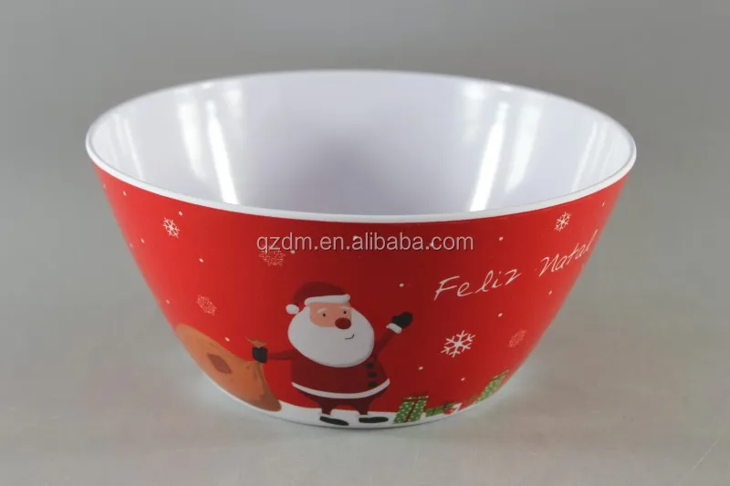 10" Christmas Melamine Xmas Salad Bowl FDA