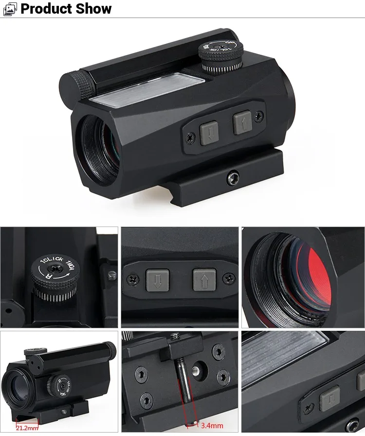 Solar Charging Compact Tactical Airsoft Hunting Rifle Gun Optic 1x20