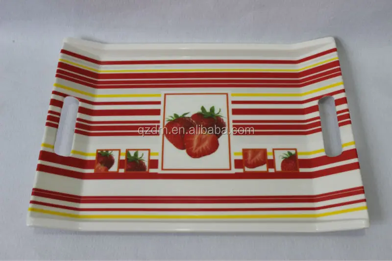 melamine tray with two handle food safa strawberry printing