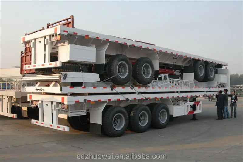 3 Axle 40ft Container Transport Chassis Flatbed Tractor Semitrailers