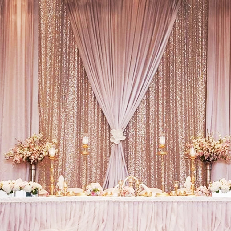 8*8ft Champagne Palace High-end Wedding Party Backdrop Sequin Fabric ...