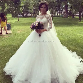de manga larga de encaje apliques barato simple boda vestido 2018
