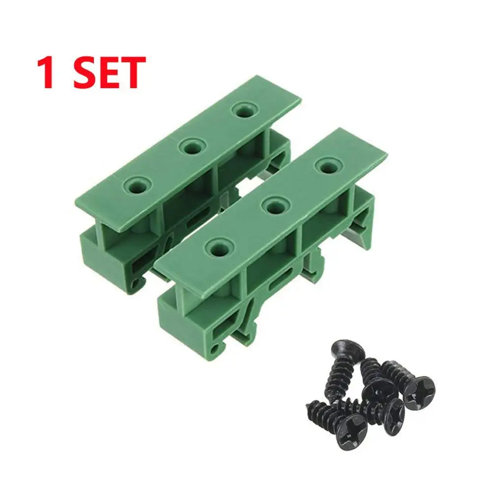 Sysly 2 Sets PCB DIN Rail Mounting Adapter Circuit Board Mounting Bracket Holder Carrier Clips, for 35mm, 15mm DIN rail (Green) (2 PCS)