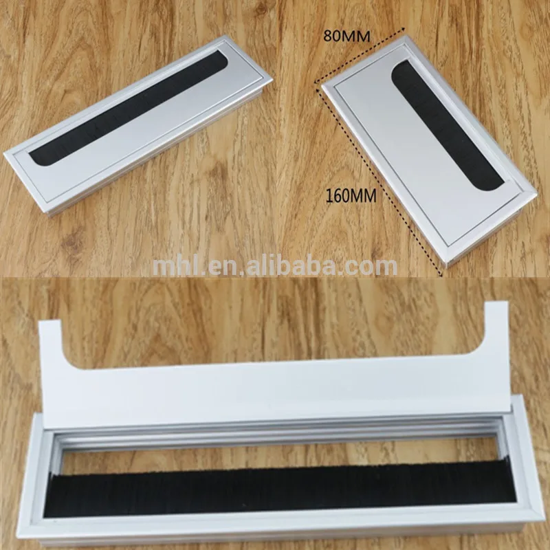 Aluminum Alloy Computer Desk Cable Grommet Box Square Cable Hole Table