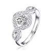 18K Platinum White Gold Moissanite Diamond Ring with Torsional Arm