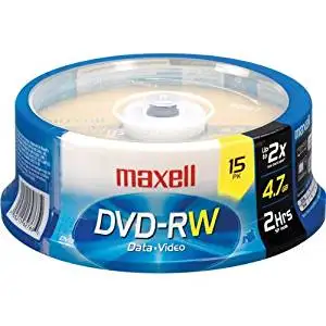 Maxell 2x Rewritable DVD-RW Spindle - 15 Disc Spindle