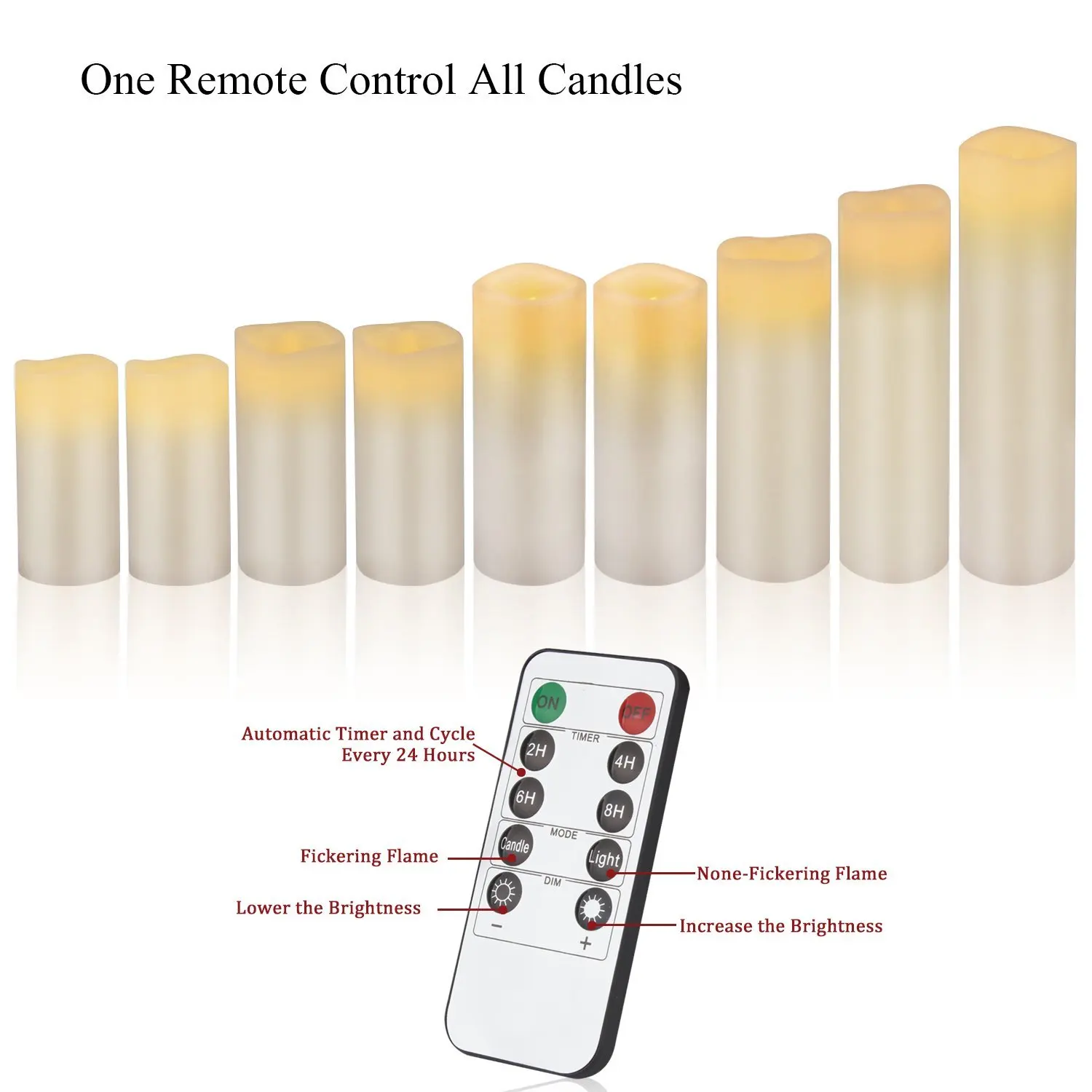 Flameless Candles Battery Operated Candles 4" 5" 6" 7" 8" 9" Set Of 9