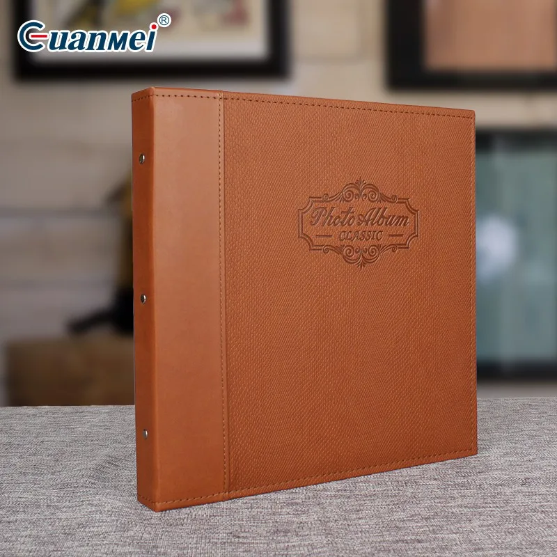 Embossed Logo Leather Cover Photo Album 12x12 Self Adhesive Scrapbook