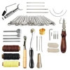 34 Pcs Leather Craft Stamping Tools with Adjustable Swivel Knife,Stitching Groover Prong Punch Leather Working Saddle