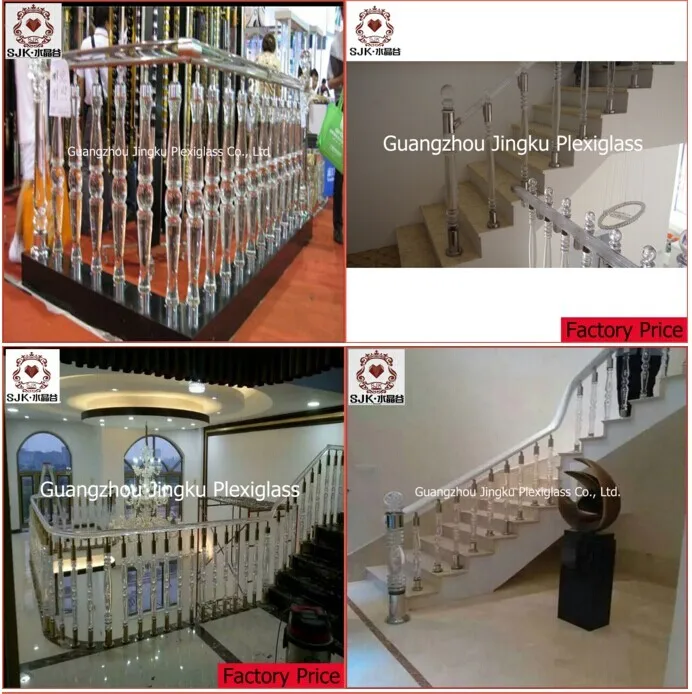 Indoor Acrylic Stairs Handrail,Stainless Steel Clear Acrylic Balustrade