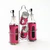 4pcs stainless steel glass cruet bottle vinegar oil bottles and spice jar sets