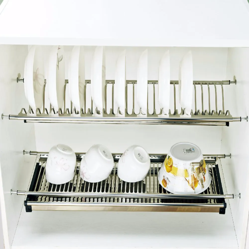 2 Tiers Wall Stainless Steel Cabinet Kitchen Plate Rack Buy