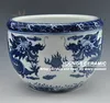 Antique Qing QianLong Mark Chinese White And Blue Porcelain Dragon Design Fish Bowl