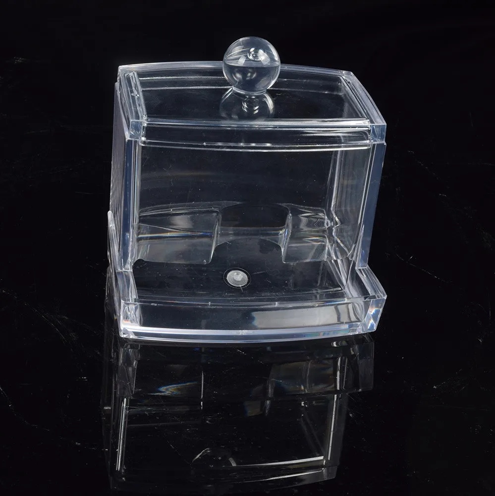 High Quality Acrylic Cotton Pad Storage Box Container Holder With Cover