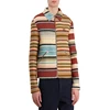 OEM custom men Zip-front woven multicoloured striped jackets winter