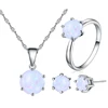 Fashion Bridal Jewelry Set Created Simulated Oval Solitaire Pendant Necklace & Stud Earrings & Ring Set