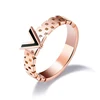 Fashion titanium rose gold v rings jewelry women