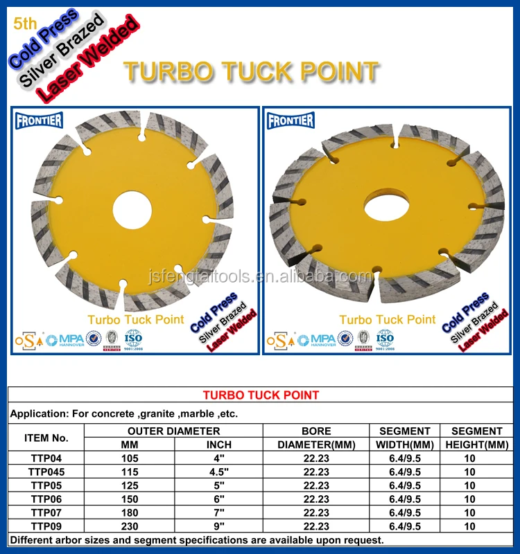 New style Cold press 4.5inch 115x9.5x10x22.23 with slot wide 9.5mm diamond saw blade for cutting wall