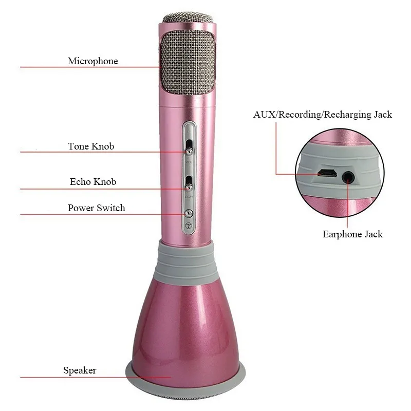 Harga Terbaik K068 Mini Karaoke Player Bluetooth Mikrofon Nirkabel