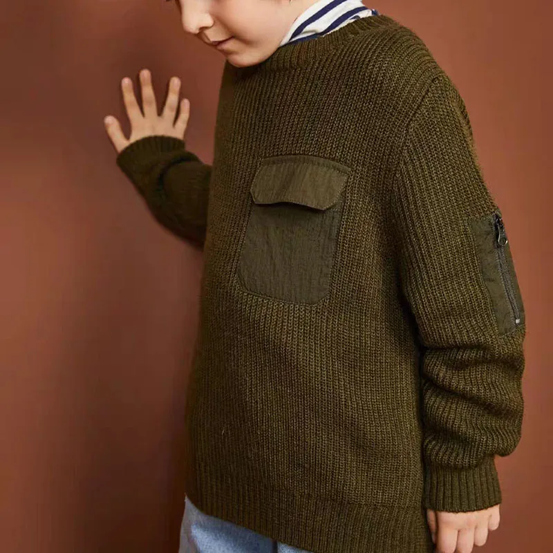 V Neck Patch Pockets Baby Boy Wool Sweater Buy Baby Boy Wool Sweater