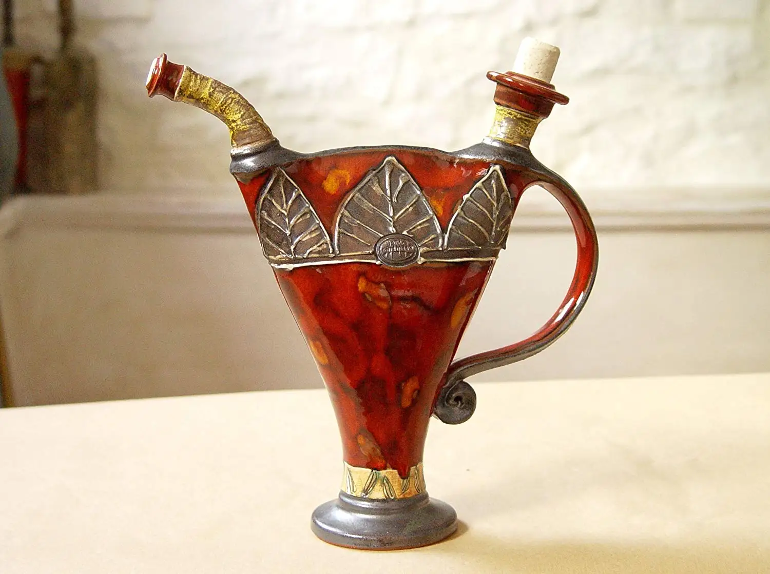 Ceramic Art Clay Kitchen Danko pottery Earthen Vessel Handmade Ceramic Jug Pottery Water Pitcher Unique Red Wheel Thrown Ewer