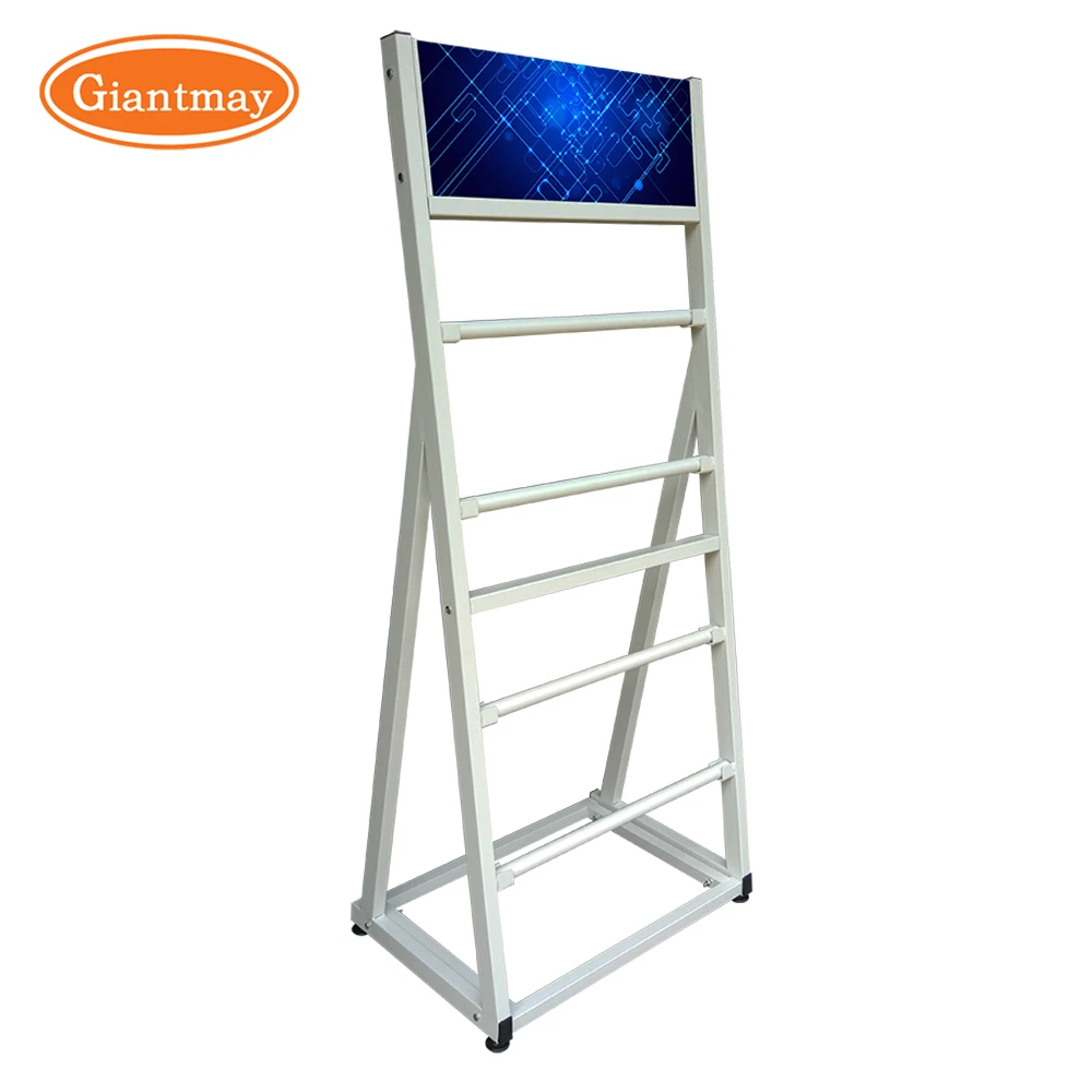 Cheap Metal Fabric Rack Textile Carpet Display Hanging Pipe Rug Shelf