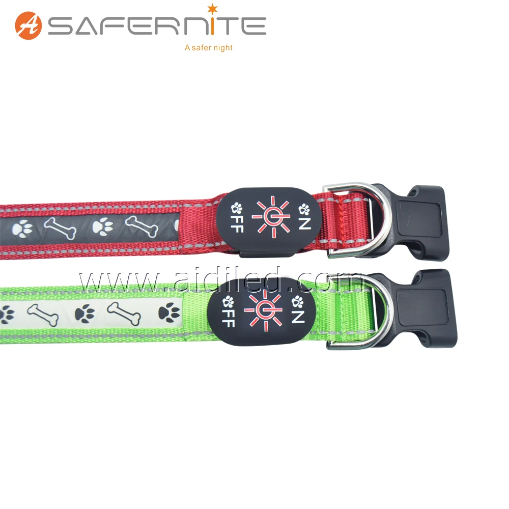 Polyester Webbing LED USB Rechargeable Dog Collars&Leashes