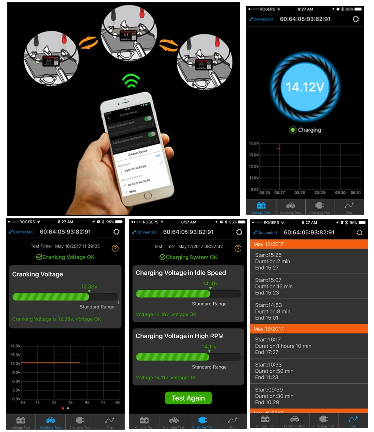 Original QUICKLYNKS BM2 12V Battery Tester / Bluetooth 4.0 Car Battery