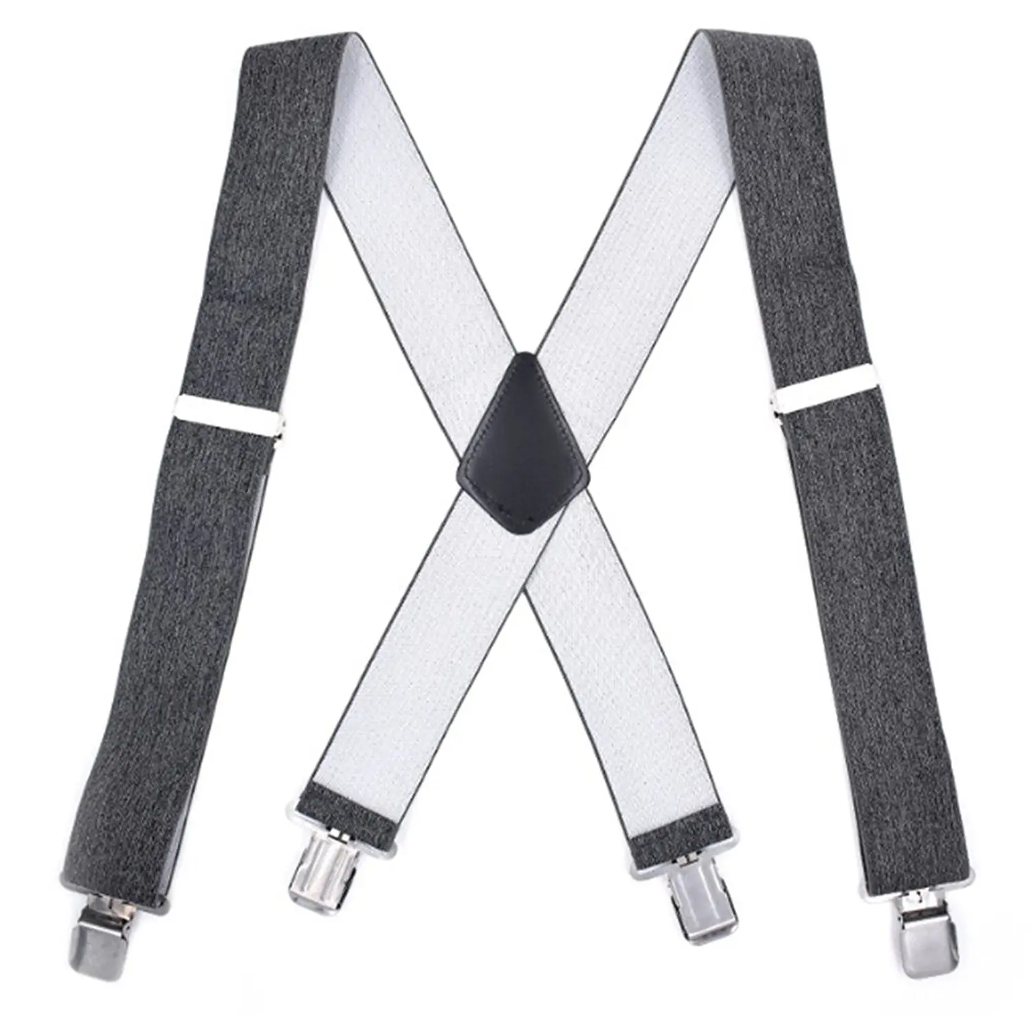 YUNEE Man Straps 6 Clips Leather Trousers Jeans Y Elastic Shape Fit Brace