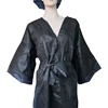 Wholesale black disposable nonwoven kimono robe disposable massage kimonos disposable kimono for SPA wear