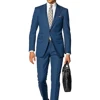 2019 Suit supply Washington Blue Plain Linen Suit