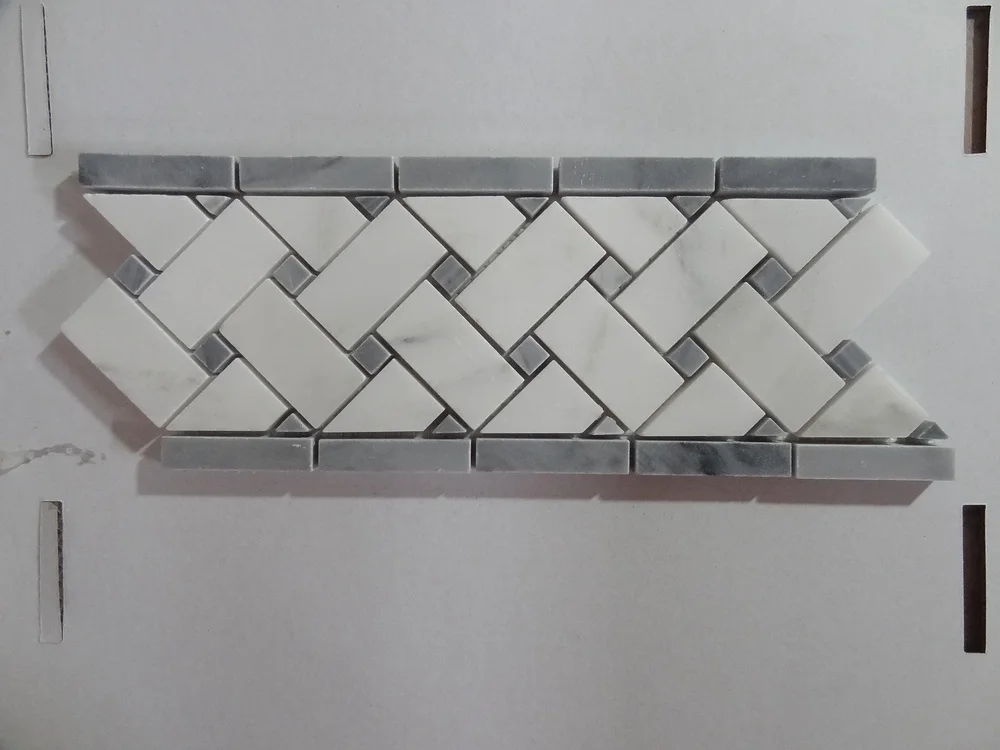 White polished and honed inside corner and outside corne marble tile molding trim
