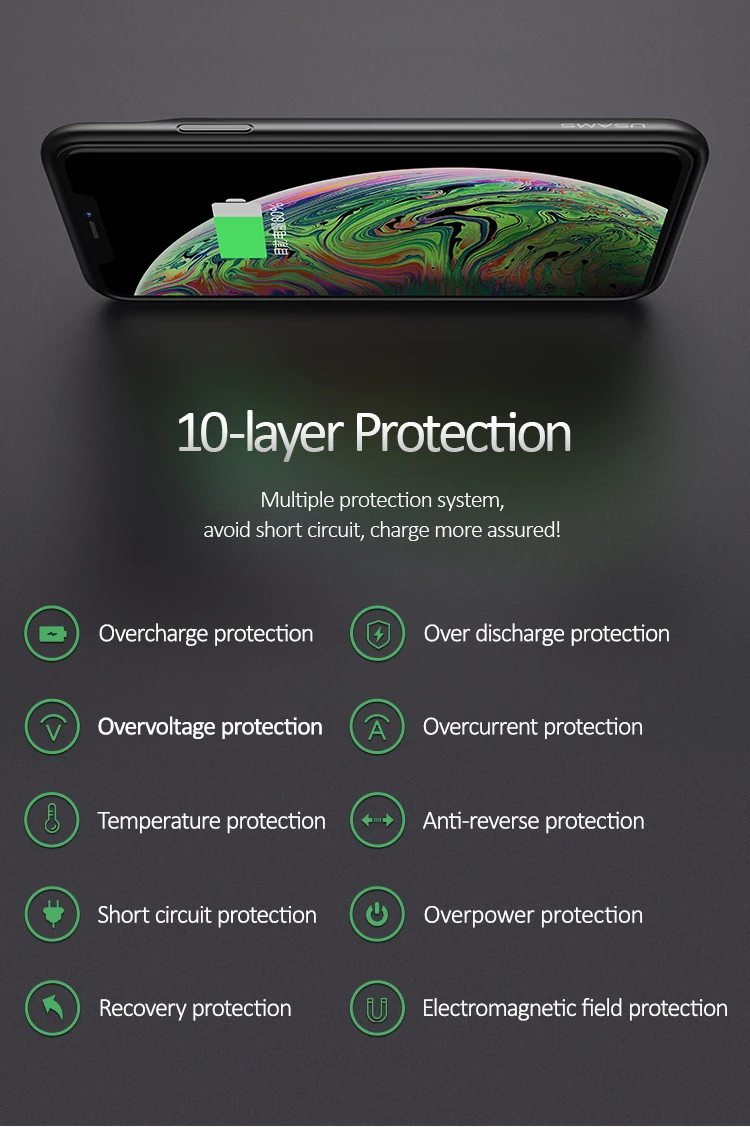 USAMS US-CD69 ROHS portable charger mini mobile Battery 4000mah bank station power Phone Case For IPHONE X