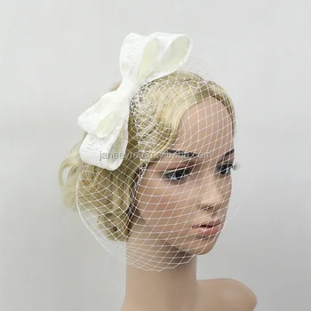 Bowknot Birdcage Wedding Veil Black Bridal Hair Headwear With