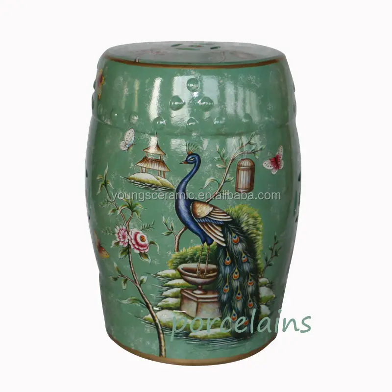 Chinese Beautiful Blue Glazed Ceramic Garden Pea Stools For Home Furniture Stool On