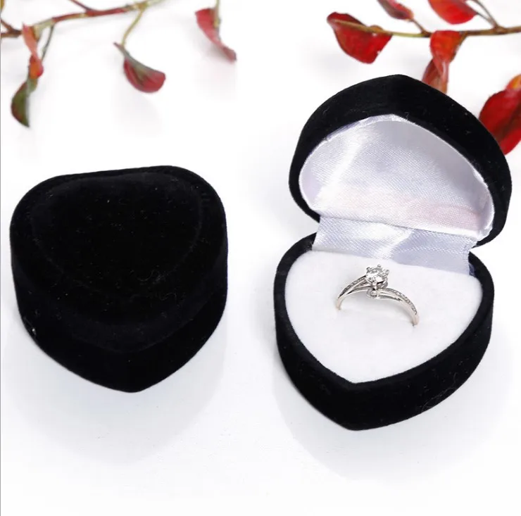 Wholesale Bulk 7 Colors Romantic Velet Heart Ring Gift Boxes Jewelry Supplies 